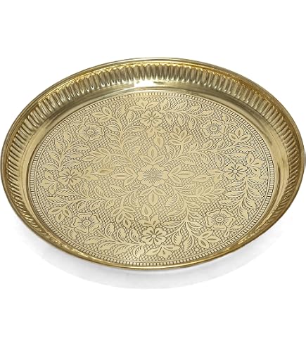 Amazon.com: Luene Brass Circular Tray with Etched Design – Tribal